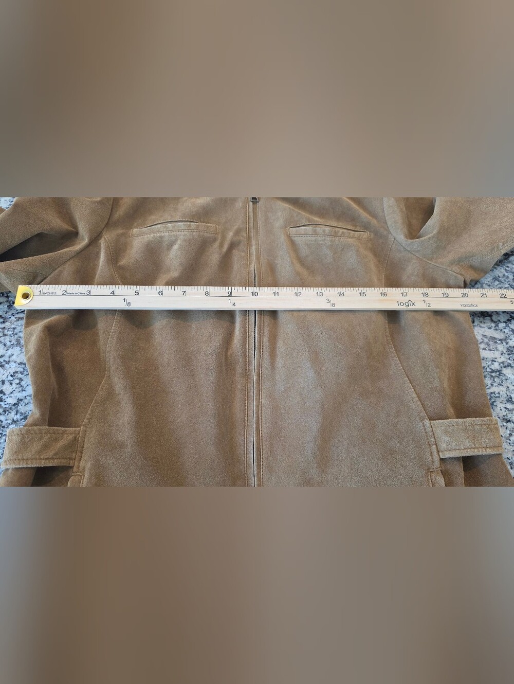 Eddie Bauer Seattle Suede Leather Jacket L Tan Brown Safari Field Coat - Picture 12 of 13